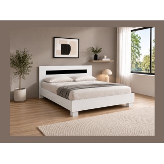 copy of Pack letto contenitore WOOD 180 x 200 cm con 2 comodini – Bianco e quercia – Set camera da letto moderna