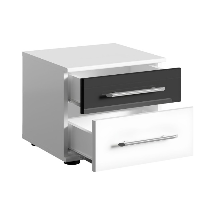copy of Pack letto contenitore WOOD 180 x 200 cm con 2 comodini – Bianco e quercia – Set camera da letto moderna