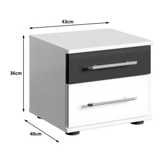 copy of Pack letto contenitore WOOD 180 x 200 cm con 2 comodini – Bianco e quercia – Set camera da letto moderna