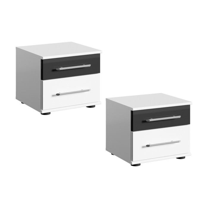 copy of Pack letto contenitore WOOD 180 x 200 cm con 2 comodini – Bianco e quercia – Set camera da letto moderna