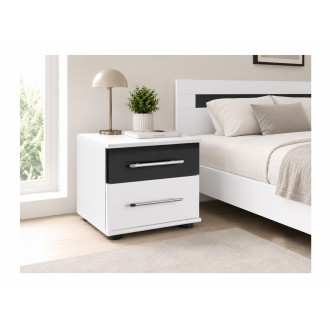 copy of Pack letto contenitore WOOD 180 x 200 cm con 2 comodini – Bianco e quercia – Set camera da letto moderna