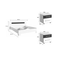 copy of Pack letto contenitore WOOD 180 x 200 cm con 2 comodini – Bianco e quercia – Set camera da letto moderna