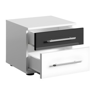 copy of Pack letto contenitore WOOD 180 x 200 cm con 2 comodini – Bianco e quercia – Set camera da letto moderna