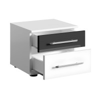 copy of Pack letto contenitore WOOD 180 x 200 cm con 2 comodini – Bianco e quercia – Set camera da letto moderna