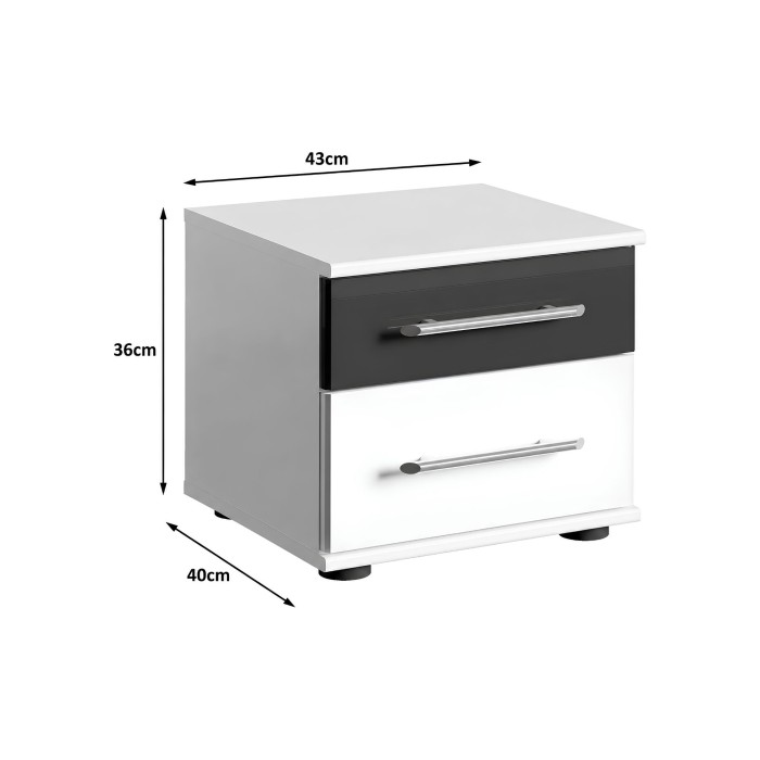 copy of Pack letto contenitore WOOD 180 x 200 cm con 2 comodini – Bianco e quercia – Set camera da letto moderna