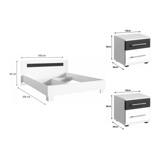 copy of Pack letto contenitore WOOD 180 x 200 cm con 2 comodini – Bianco e quercia – Set camera da letto moderna