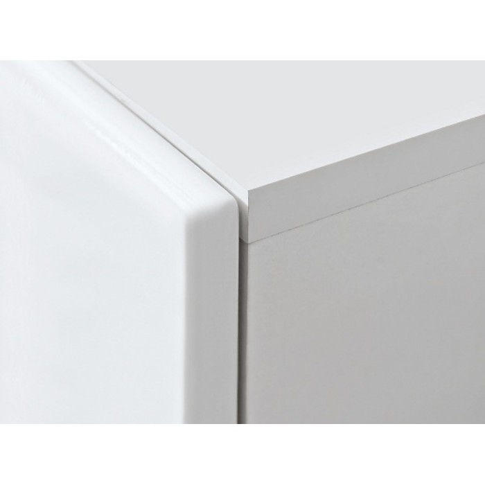 Buffet KRONI met LED-verlichting - 4 Laden en 2 Glazen Deuren - Mat en Glanzend Wit - 150 x 82 x 40 cm