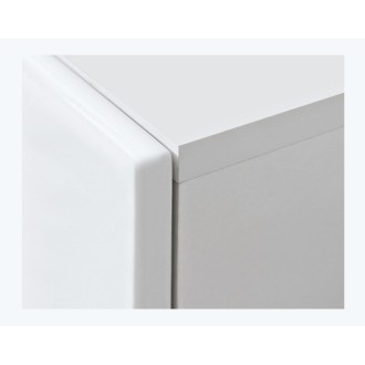 Buffet KRONI met LED-verlichting - 4 Laden en 2 Glazen Deuren - Mat en Glanzend Wit - 150 x 82 x 40 cm
