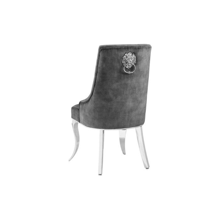 Chaise VELENA en velours grise vue de dos