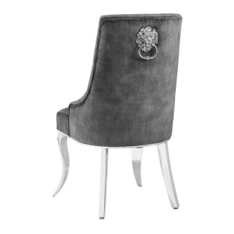Chaise VELENA en velours grise vue de dos