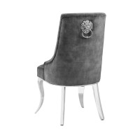 Chaise VELENA en velours grise vue de dos