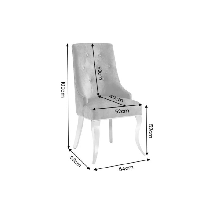 Chaise VELENA en velours grise dimensions