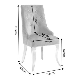 Chaise VELENA en velours grise dimensions