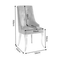 Chaise VELENA en velours grise dimensions
