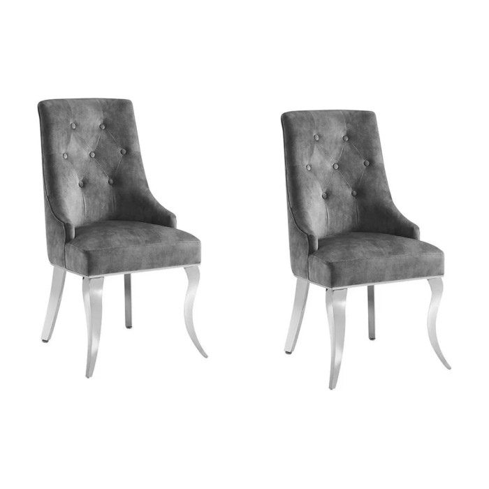 Lot de 2 chaises VELENA grises en velours