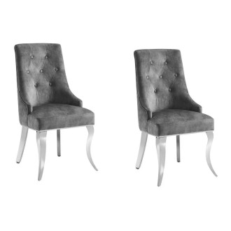 Lot de 2 chaises VELENA grises en velours