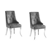 Lot de 2 chaises VELENA grises en velours