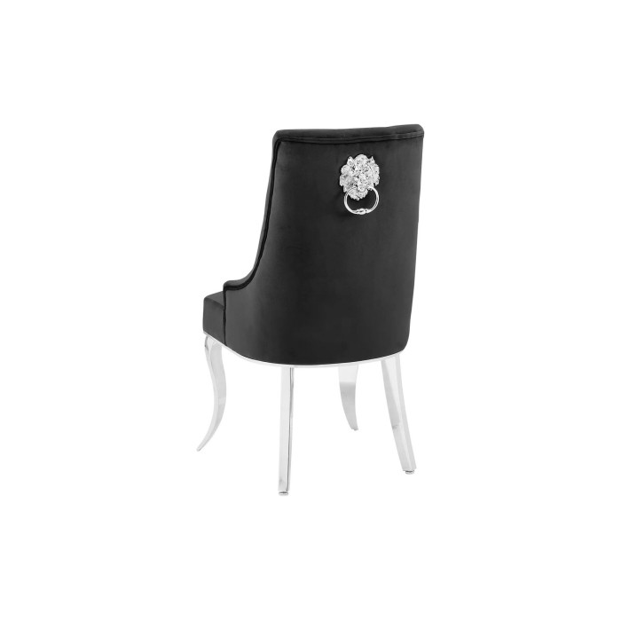 Chaise VELENA noir en velours vue de dos