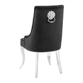 Chaise VELENA noir en velours vue de dos