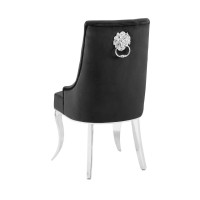 Chaise VELENA noir en velours vue de dos