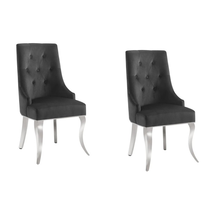 Lot de 2 chaises VELENA noir en velours