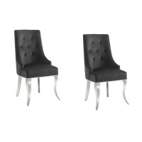 Lot de 2 chaises VELENA noir en velours