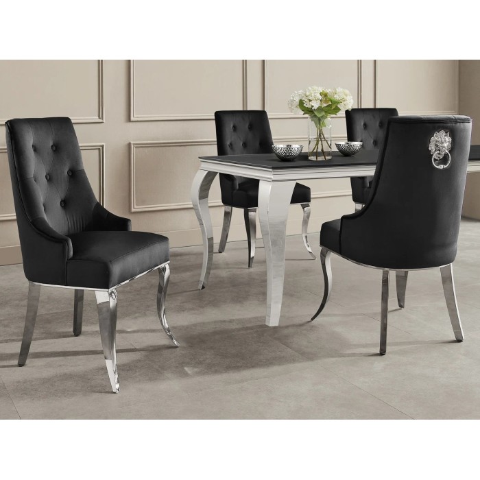 Chaise VELENA noir en velours mise en situation