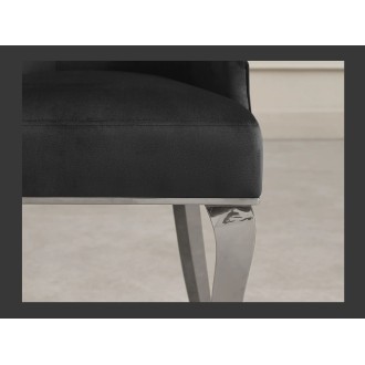 Zoom sur l'assise de la chaise VELENA noir en velours