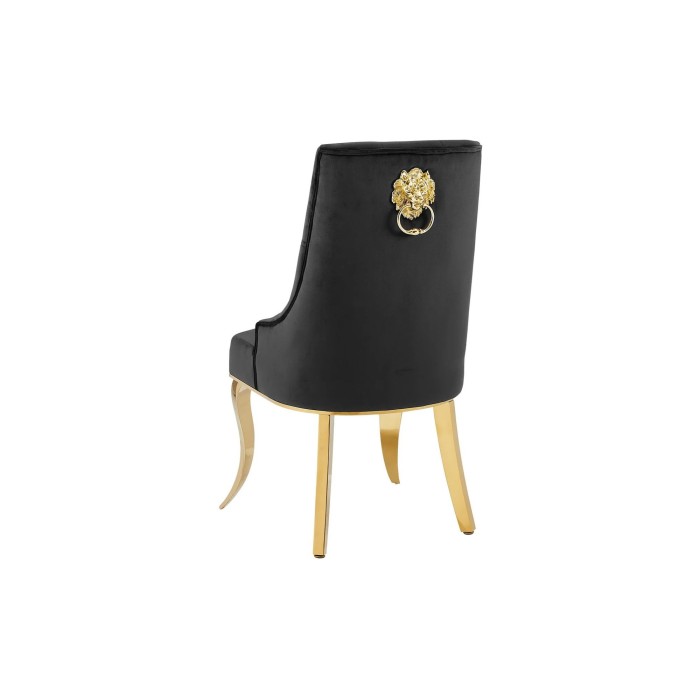 Chaise VELENA en velours noir et pieds dorés vue de dos