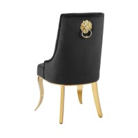 Chaise VELENA en velours noir et pieds dorés vue de dos