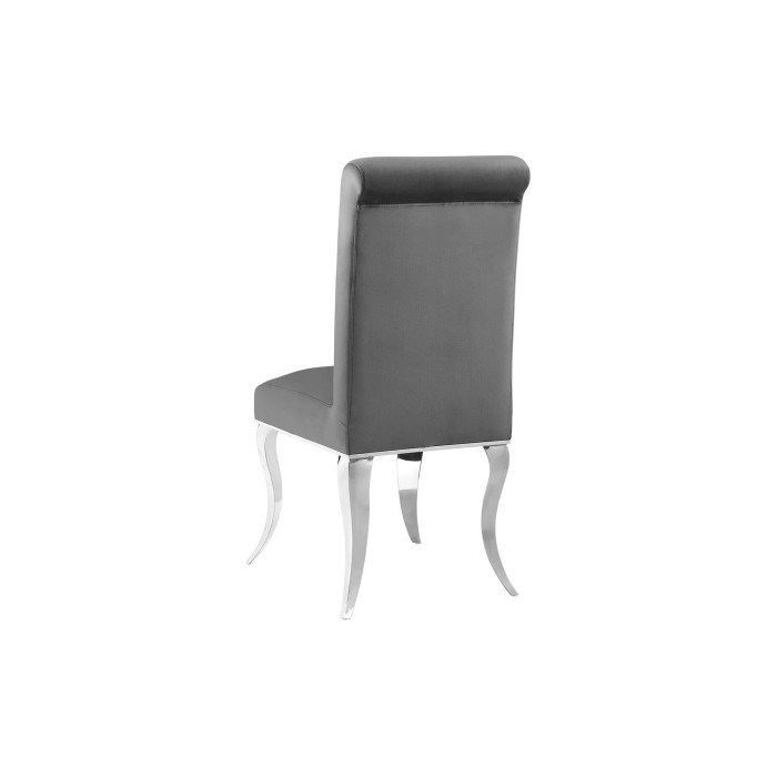 Chaise VELENA grise avec pieds argentées vue de dos