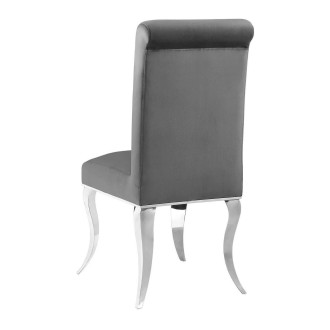 Chaise VELENA grise avec pieds argentées vue de dos