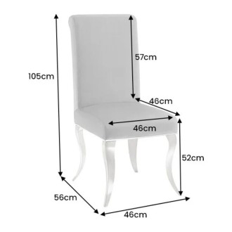 Chaise VELENA grise avec pieds argentées dimensions