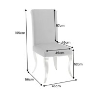 Chaise VELENA grise avec pieds argentées dimensions