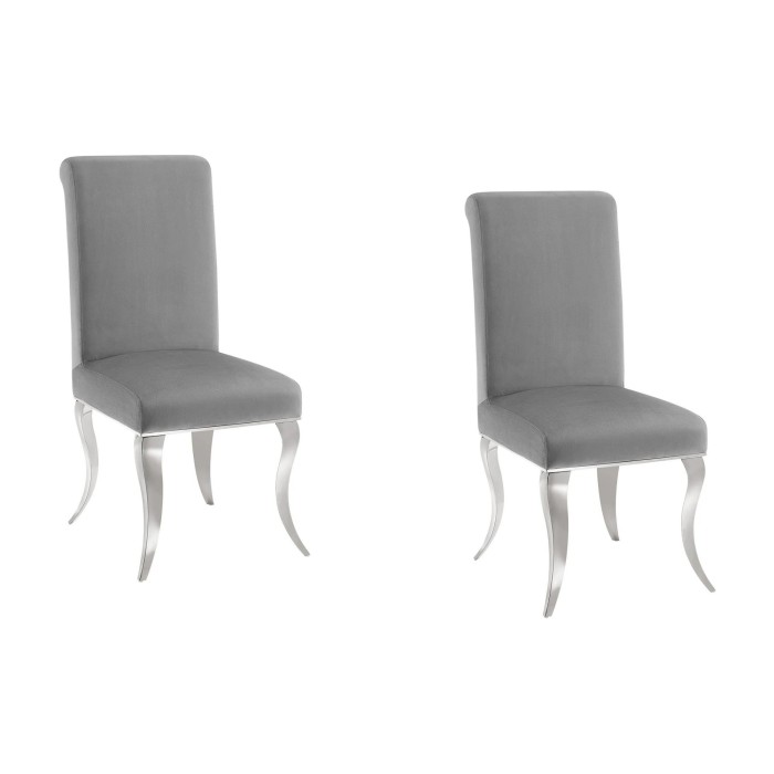 Lot de 2 chaises VELENA grises avec pieds argentés