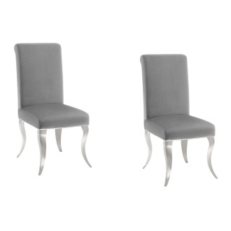 Lot de 2 chaises VELENA grises avec pieds argentés