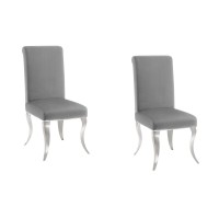 Lot de 2 chaises VELENA grises avec pieds argentés