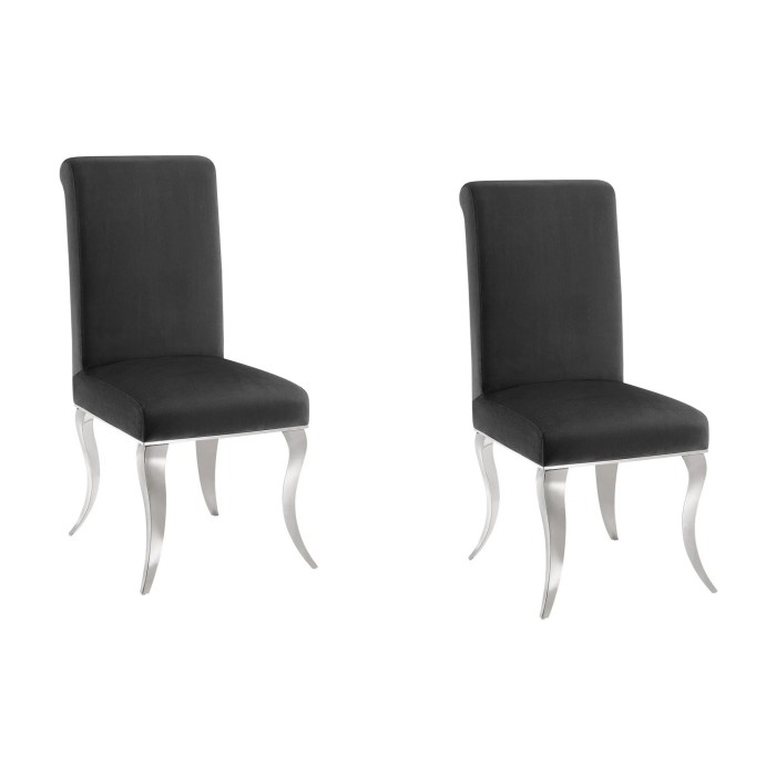 Lot de 2 chaises VELENA noire et pieds argentés