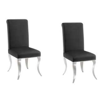 Lot de 2 chaises VELENA noire et pieds argentés
