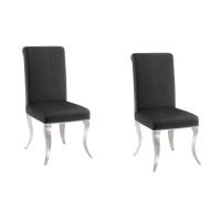 Lot de 2 chaises VELENA noire et pieds argentés