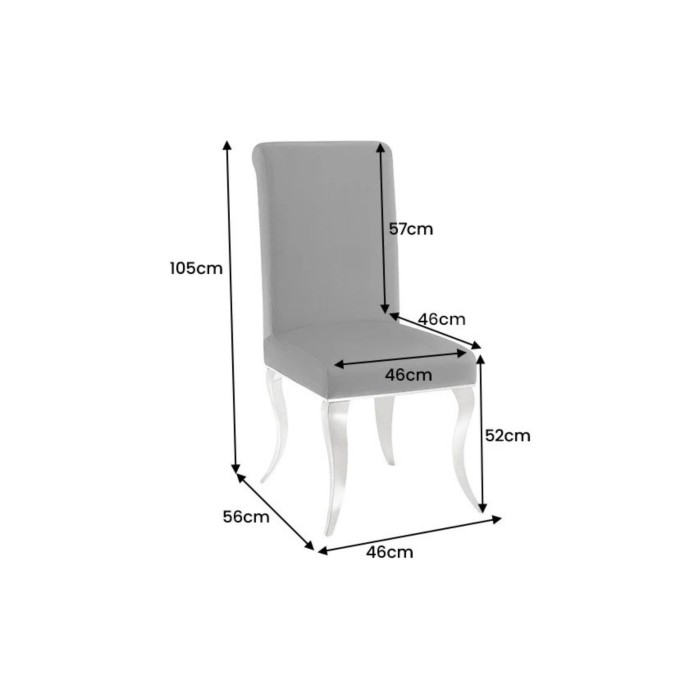 Chaise VELENA noire et pieds argentés dimensions
