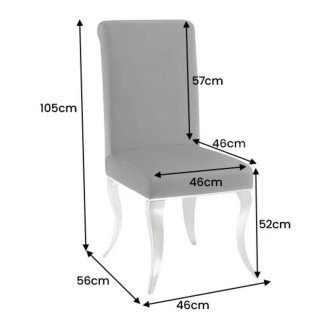 Chaise VELENA noire et pieds argentés dimensions