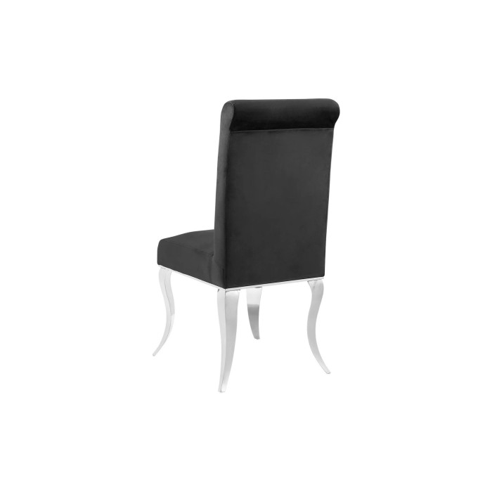 Chaise VELENA noire et pieds argentés vue de dos