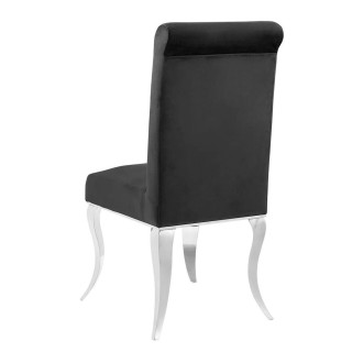 Chaise VELENA noire et pieds argentés vue de dos