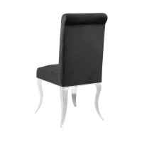 Chaise VELENA noire et pieds argentés vue de dos