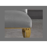 Zoom sur l'assise de la chaise VELENA grise et pieds dorés