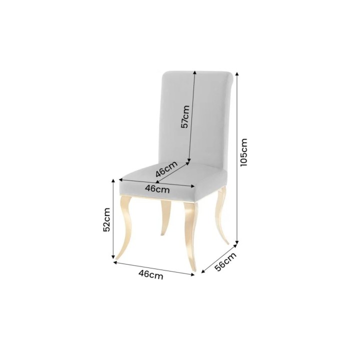 Chaise VELENA grise et pieds dorés dimensions