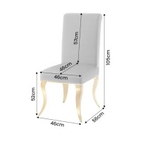 Chaise VELENA grise et pieds dorés dimensions