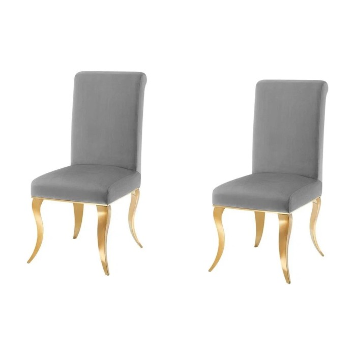 Lot de 2 chaises VELENA grises avec pieds dorés
