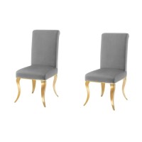 Lot de 2 chaises VELENA grises avec pieds dorés